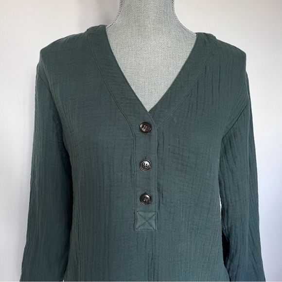 MADEWELL Green V Neck Cotton Blouse M - Picture 2 of 10